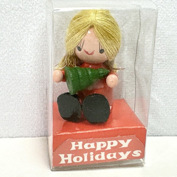 Lot of 6-1979 Enesco imports wood‎ Christmas figurines NIB - Picture 9 of 10